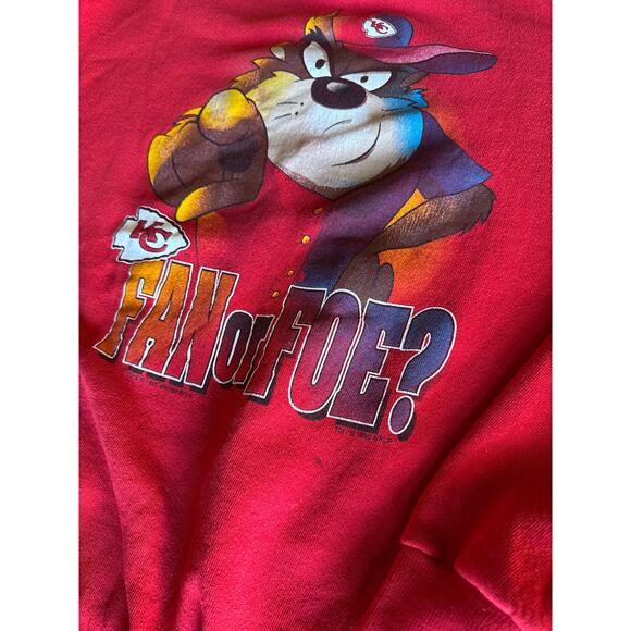 Vintage Taz NFL Kansas City Chiefs USA Made XL Red Crewneck Sweatshirt - Picture 3 of 9